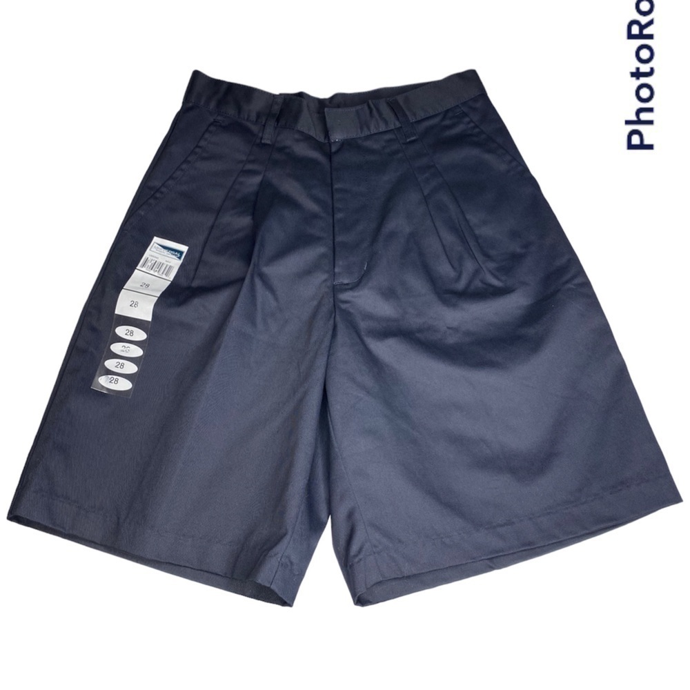 NWT UNIVERSAL SCHOOL UNIFORM NAVY BLUE YOUNG MAN’S PLEATED FRONT SHORTS SIZE 28